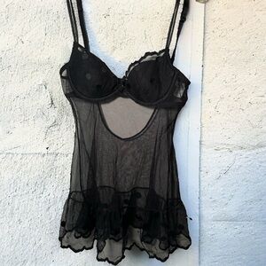 La Senza mesh coquette polkadot sequins Y2K babydoll lingerie S